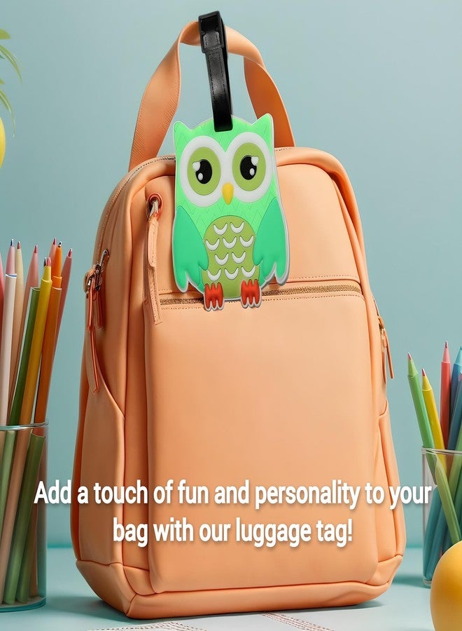 ANINIUCN Cute Owl Luggage Tags Set of 2 Anime Travel Bag ID Labels Silicone Suitcase Name Card Holders for Kids Adults Backpack and Baggage Accessories - Image 5